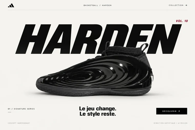 Home page of the Adidas Harden Vol.10 concept