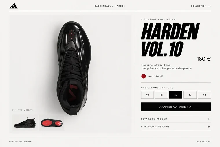 Product page of the Adidas Harden Vol.10 concept