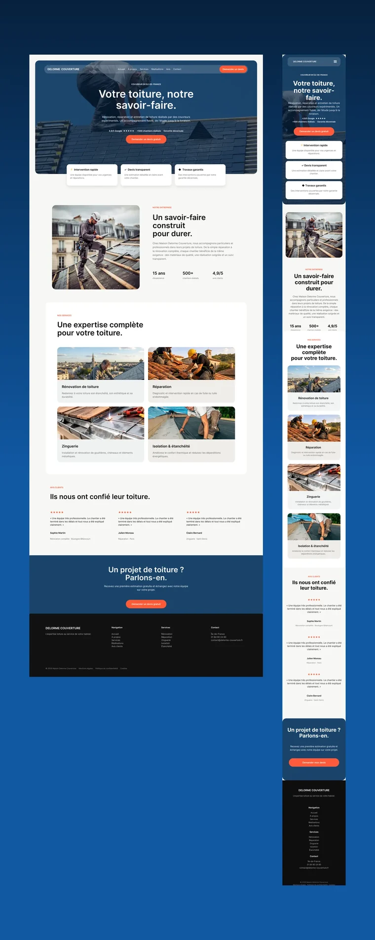 The Maison Delorme site on desktop and mobile