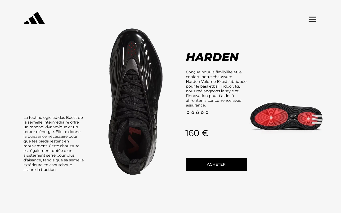 Adidas Harden Vol.10 — concept UI e-commerce