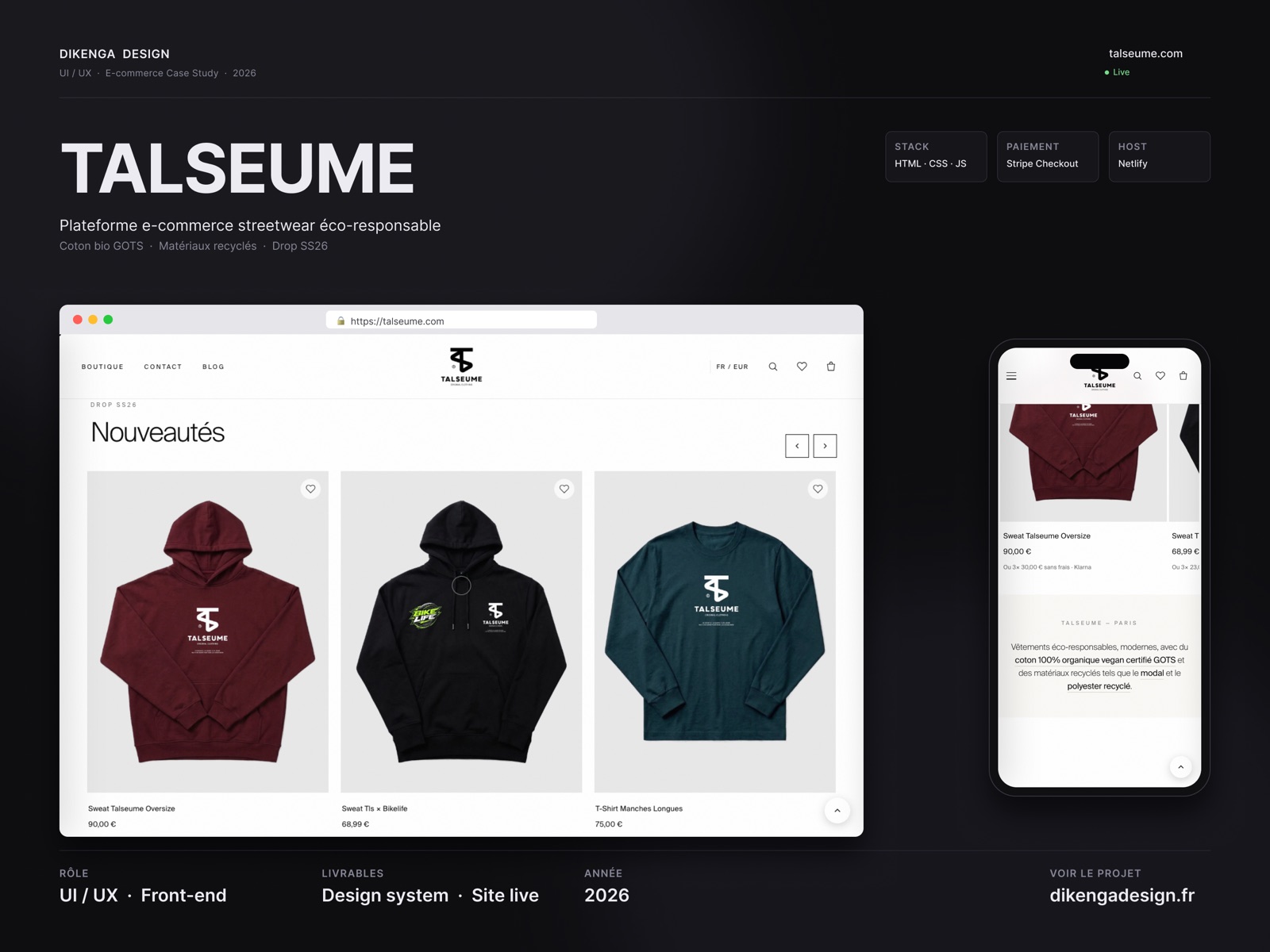 Talseume — Boutique e-commerce
