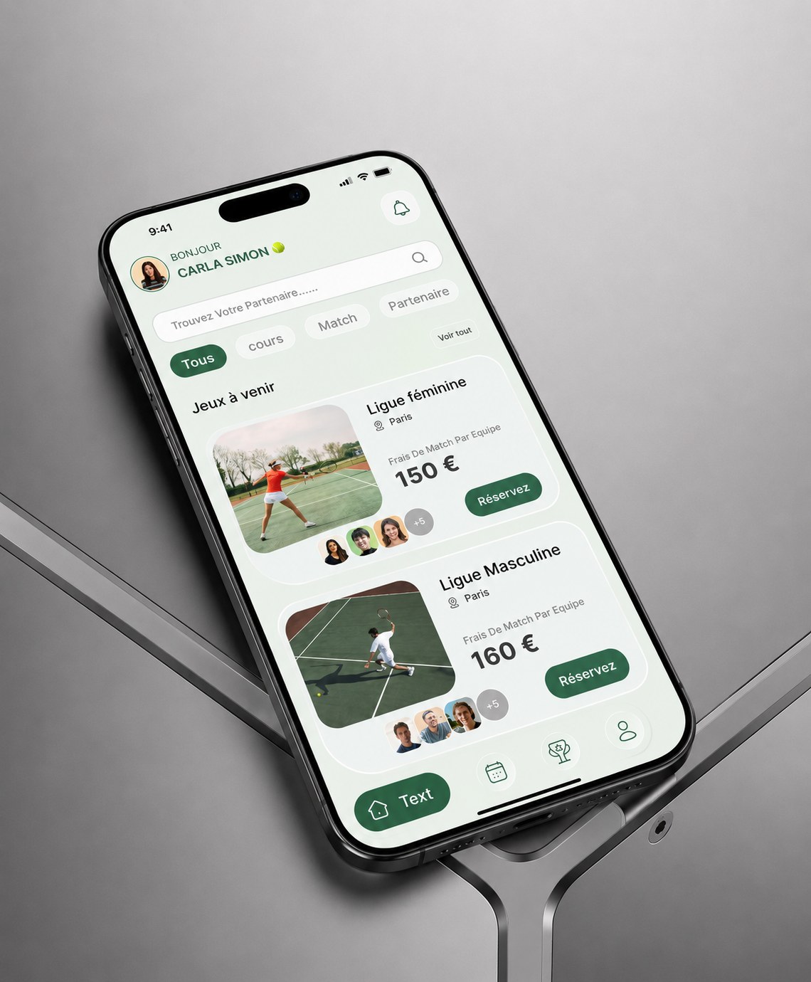Tennis Booking App — version mobile